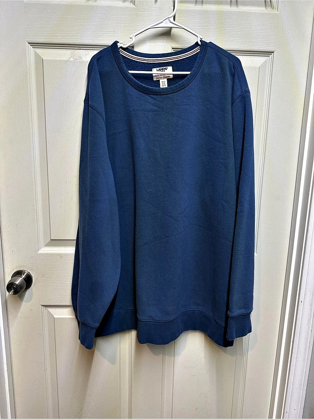 Lands' End Serious Sweats Crewneck Sweatshirt in Blue Size Medium Like New